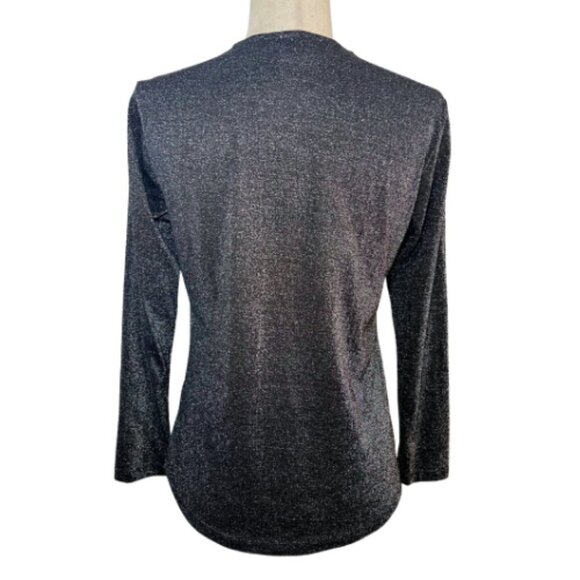 HEARTLOOM Dark Grey Sonora Shimmer Glitter Twist Front Long Sleeve Top Size M - Picture 7 of 10